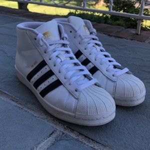 Adidas Pro Model Shoes in “Cloud White/Core Black”